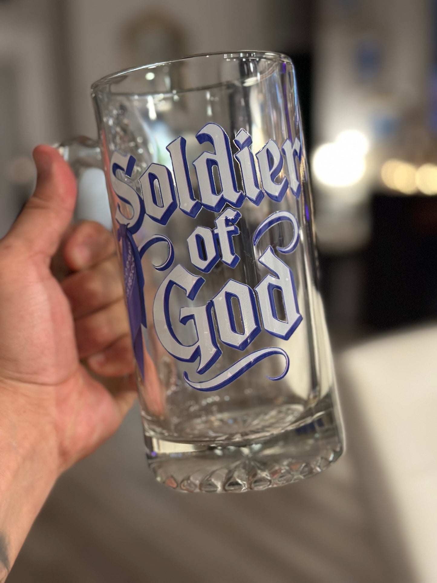 A Soldier Of God Glass Beer Mug